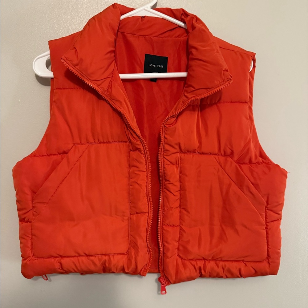 Love Tree Vibrant Orange Quilted Vest